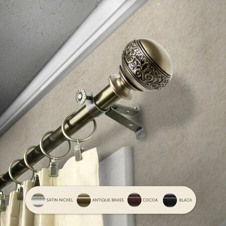 CENTRAL DESIGN 0.8125 in. Lucid Curtain Rod with 28 to 48 in. Extension, Antique Brass 4887-284